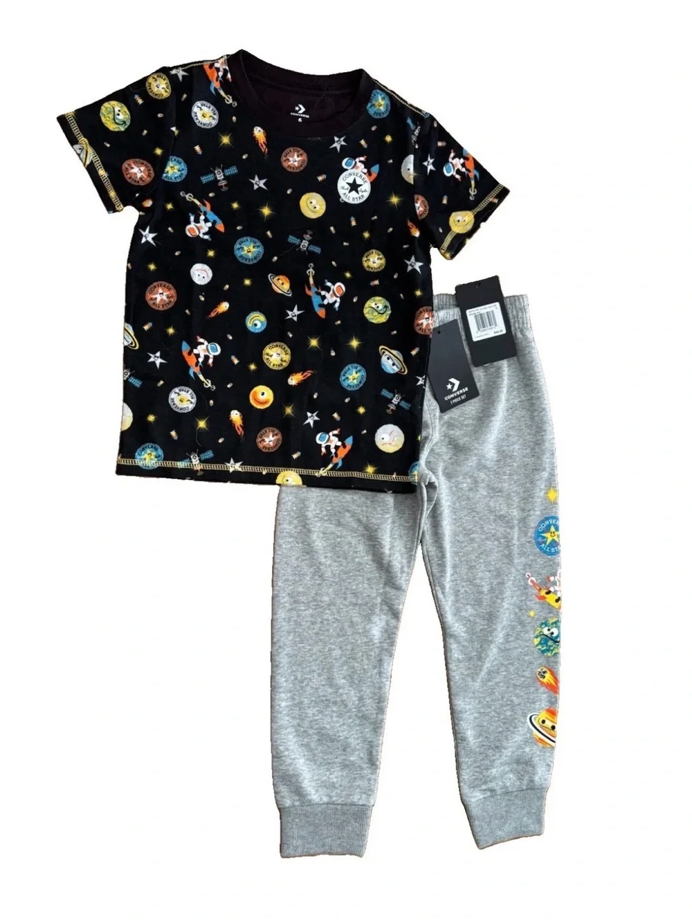 Converse Boys Space Themed 2-Piece S/S Shirt & Jogger Set - Size 6